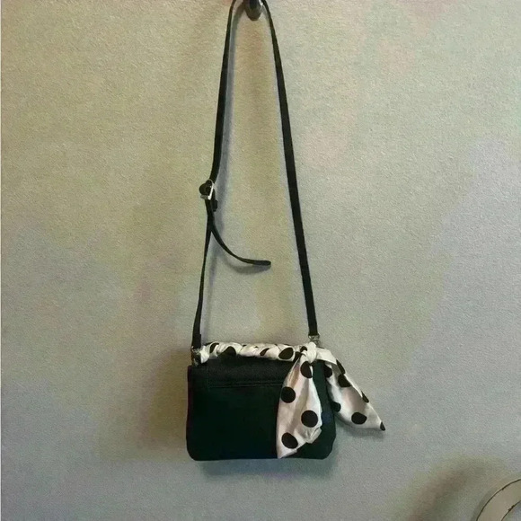 Zara Mini City Bag with Polka Dot Printed Scarf in Dark Forest Green - Picture 2 of 11